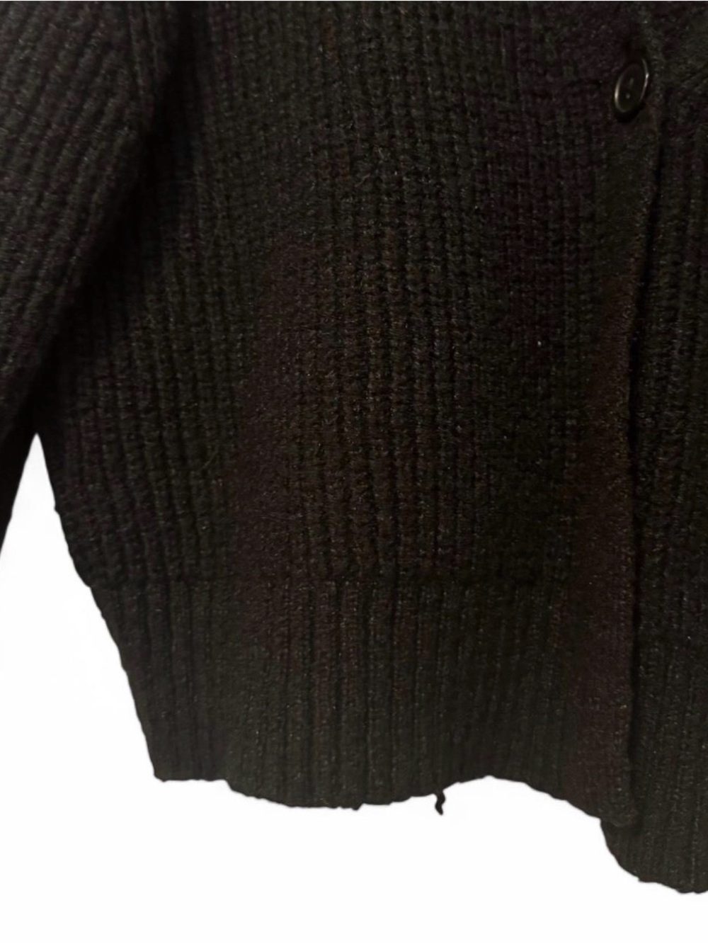 Black V-Neck Ribbed Button-Front Sweater - Picture 4 of 6